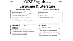 IGCSE English (for 2016) Language & Literature