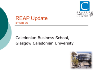 Update on REAP at Caledonian Business School