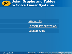 System solutions: Definitions, Graphs and Tables