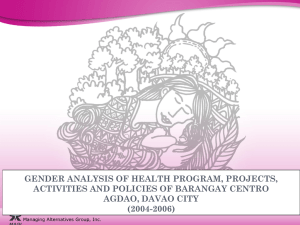 Gender Analysis of Health Program, Projects, Activities and Policies