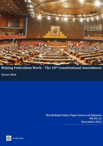 Making Federalism Work – The 18 th Constitutional Amendment