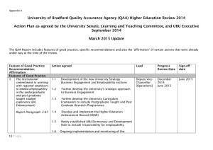 QAA Higher Education Review Action Plan