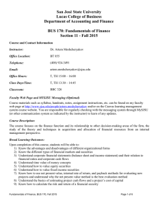 BUS 170: Fundamentals of Finance