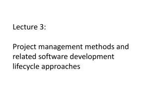 Lecture 3: Project management methods and related software