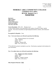BUS 120 Business Law I - Moberly Area Community College