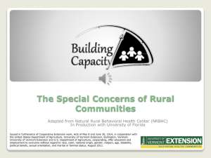 The Special Concerns of Rural Communities