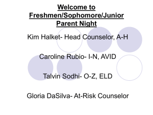 Freshman, Sophomore, Junior Parent Night Presentation from