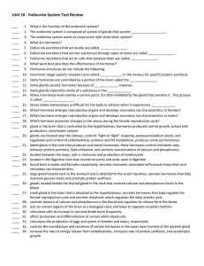 Unit 16 - Endocrine System Test Review