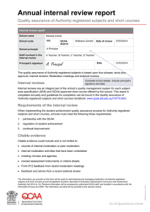 Annual internal review report - Queensland Curriculum and