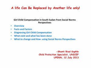 Girl Child Compensation in South Sudan From Social Norms