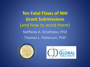 Ten Fatal Flaws of NIH Grant Submissions