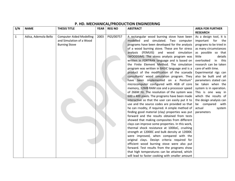 P Hd Mechanical production Engineering