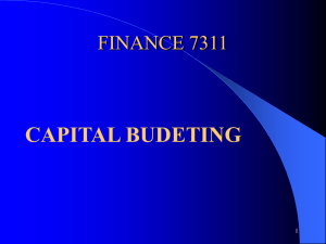 Financial Planning Lecture 5 Capital Budgeting