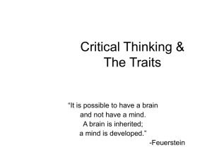 Critical Thinking & The Traits