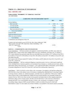 Chapter 13 – Reporting of Contingencies DELL COMPUTER CORP