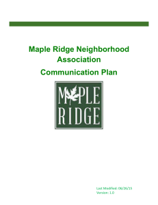 Communications Plan - Maple Ridge Neighborhood Association