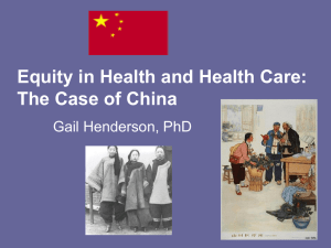 Equity in Health and Health Care: The Case of China