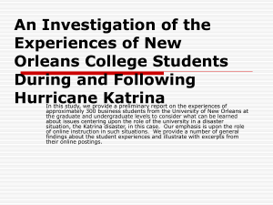 An Investigation of the Experiences of New Orleans College