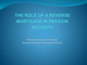 THE ROLE OF A REVERSE MORTGAGE IN PENSION SECURITY
