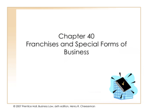 Franchises and Special Forms of Business