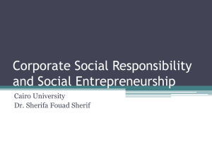Corporate Social Responsibility and Social Entreprenurship