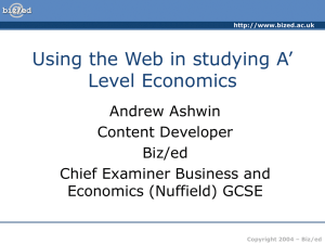 Using the Web in studying A' Level Economics