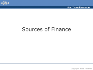 Sources of Finance - PowerPoint Presentation