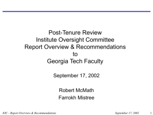 Post-Tenure Review Institute Oversight Committee Report Overview