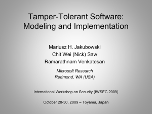 Tamper-Tolerant Software
