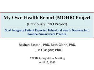 My Own Health Record (MOHR) presentation – Roshan