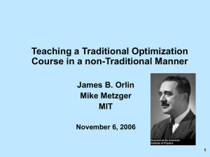 Teaching a Traditional Optimization Course in a Non