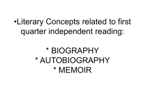 Literary Concepts related to first quarter independent reading