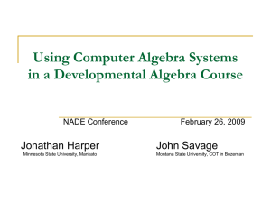 Using Computer Algebra Systems in a Developmental