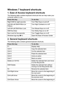 Windows 7 keyboard shortcuts