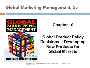 GLOBAL PRODUCT POLICY 1: DEVELOPING NEW