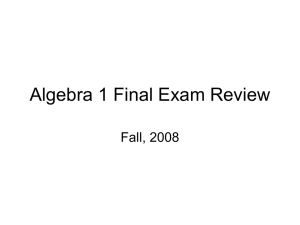 Algebra 1 Final Exam Review - cguhs