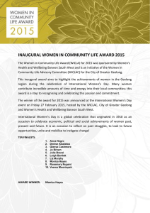 Women In Community Life Award 2015