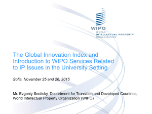 Francis Gurry WIPO Director General The Global Innovation Index