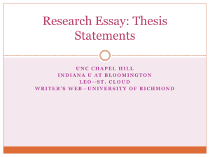 Research Essay: Thesis Statements
