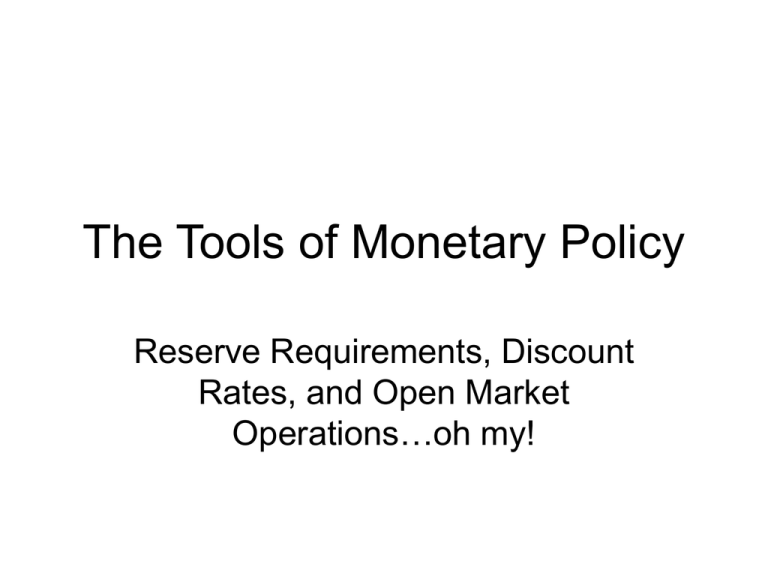 The Tools Of Monetary Policy