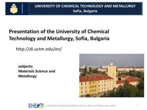 UNIVERSITY OF CHEMICAL TECHNOLOGY AND METALLURGY