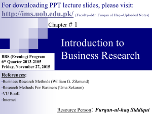 Introduction to Business Research - Institute of Management Sciences