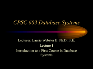 CPSC 603 Database Systems
