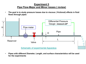 Experiment 5 Pipe Flow-Major and Minor losses