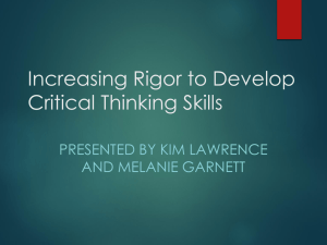 Increasing Rigor to Develop Critical Thinking Skills