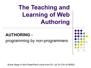 The Teaching and Learning of Web Authoring