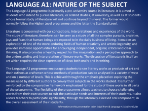 LANGUAGE A1: NATURE OF THE SUBJECT The