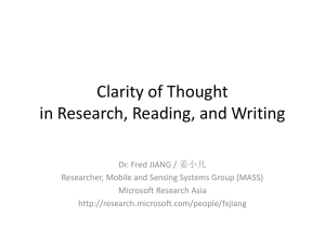 Clarity of Thought, in Research, Reading, and