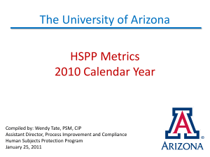 HSPP Metrics for 2010 Calendar Year