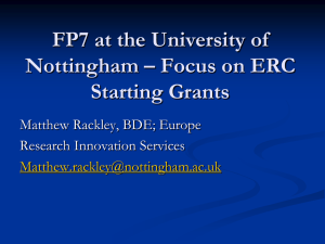 ERC Starting Grants - Matt Rackley 2011
